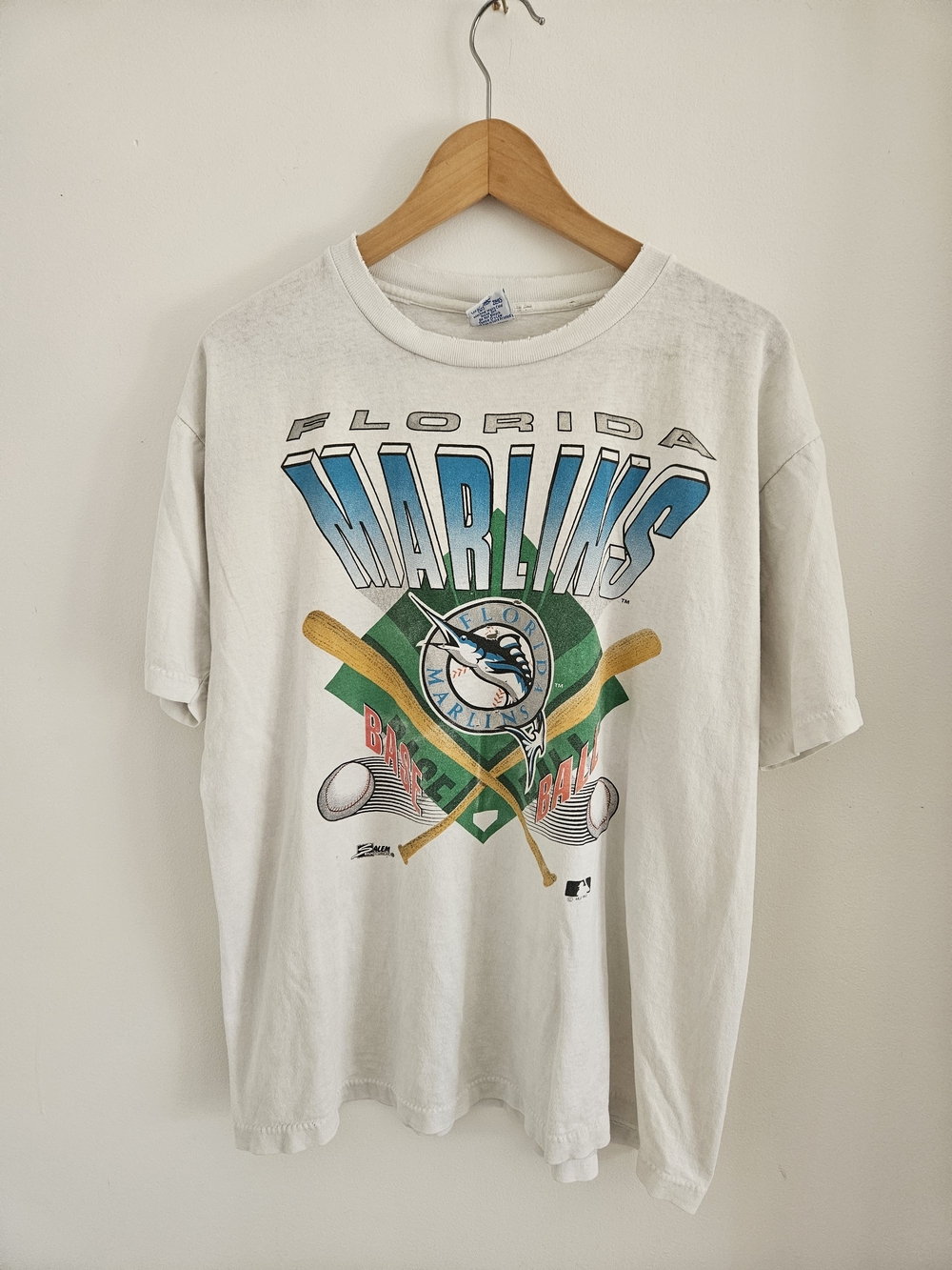 Vintage 90s Florida Marlins Shirt Mens Large Salem Sportswear Baseball MLB 1992